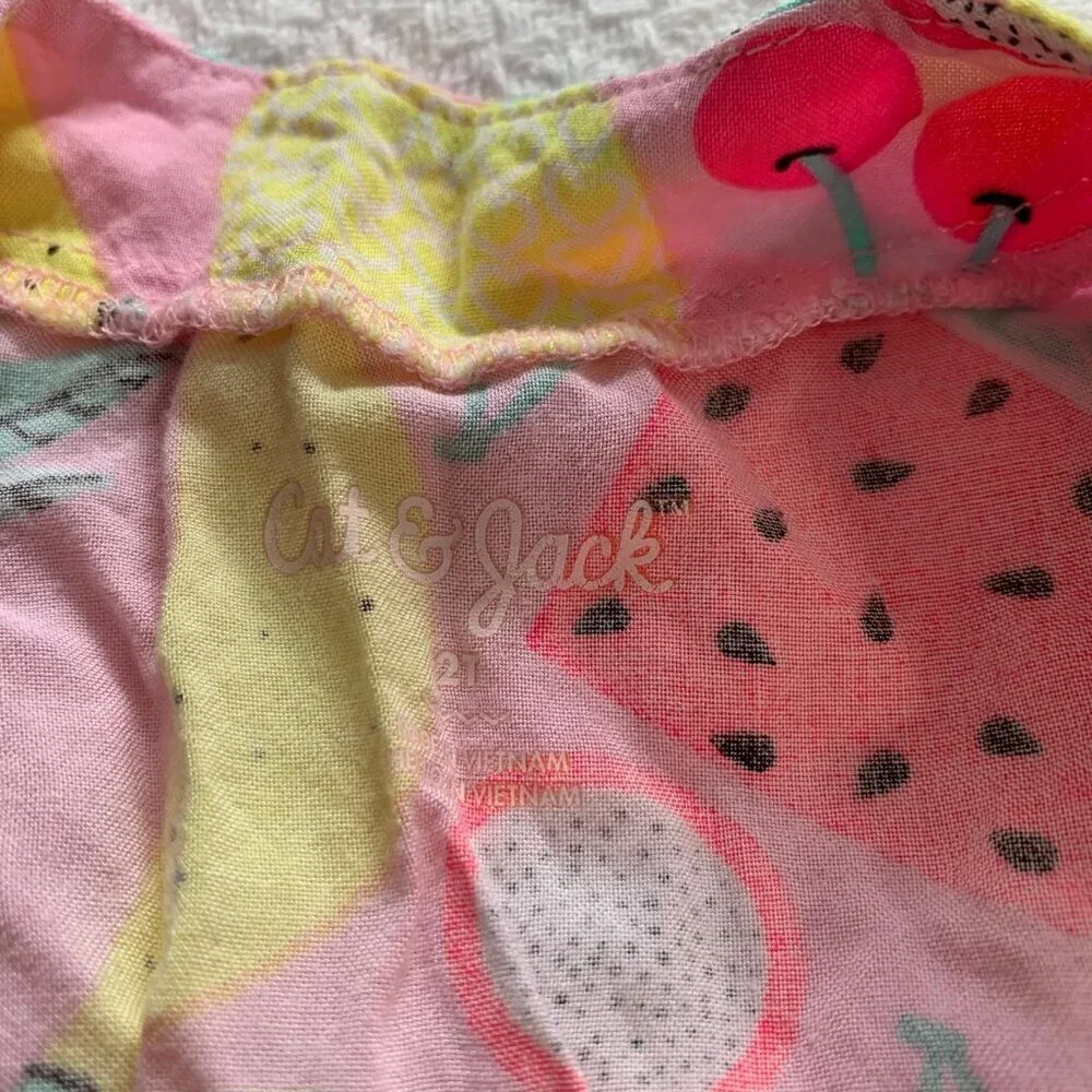 5/$25 Cat & Jack Girls‎ Pink Fruit Print Tassel Swim Cover-Up Dress Size 2T